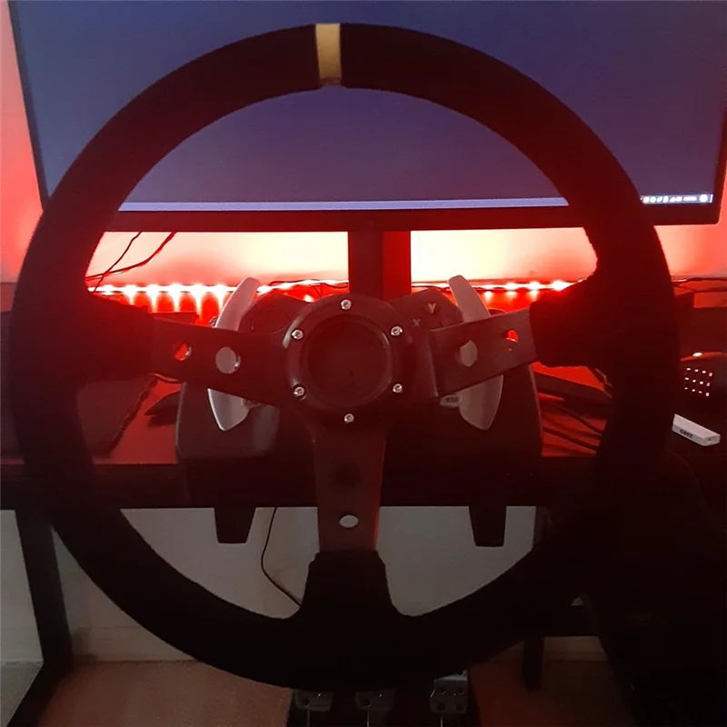 

Universal Racing Steering Wheel, 350Mm 6 Bolt Steering Wheel Suede For Race/Rally/Motorsport/Car Sim Driving