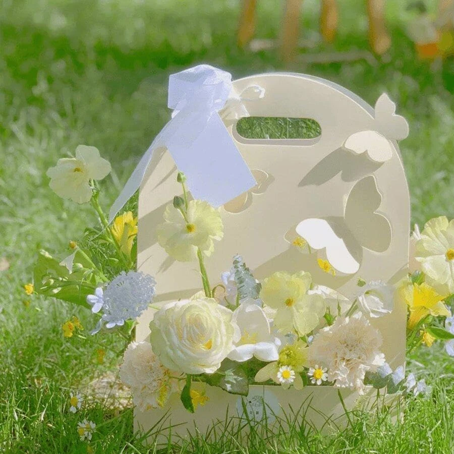 5/10Pcs Butterfly Flower Box, Hand Flower Basket, Paper Flower Box, Flower Arrangement Bag, Flower Packaging Gift Box