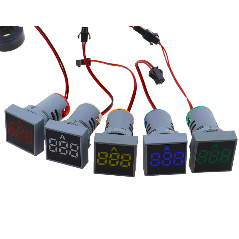 22MM 0-100A Digital Ammeter Current Meter/Voltage Meters Indicator Led Lamp Square Signal Light