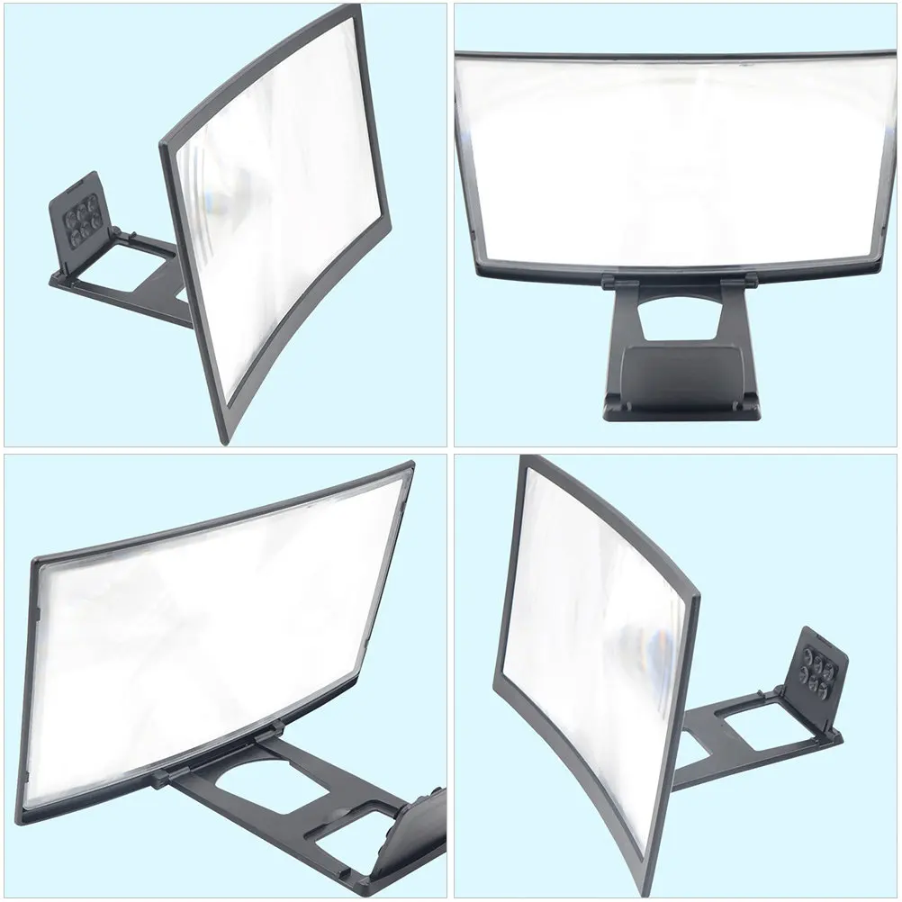 1Pcs Curved Phone Screen Magnifier 12In High Definition Screen Amplifier Anti Radiation Non Slip Groove Video Watching Enlarger