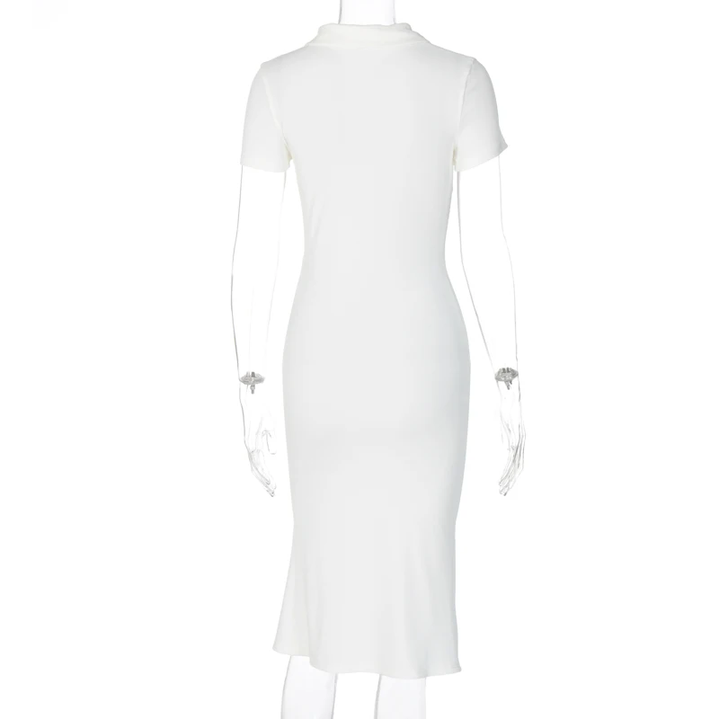 Sexy bottoni a maniche corte Patchwork abito a fessura 2023 autunno e inverno moda t-shirt abito Streetwear Party abiti eleganti