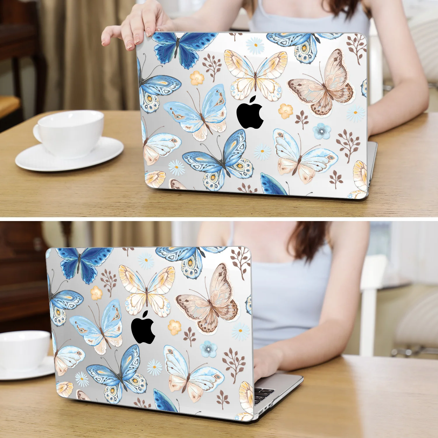 Blue Butterfly Crystal Case for MacBook 2024 M4 M2 Air 15 13 A2681 A2337 M1 2020 Pro 14 16 A2779 A2780 A2485 touch bar A2338