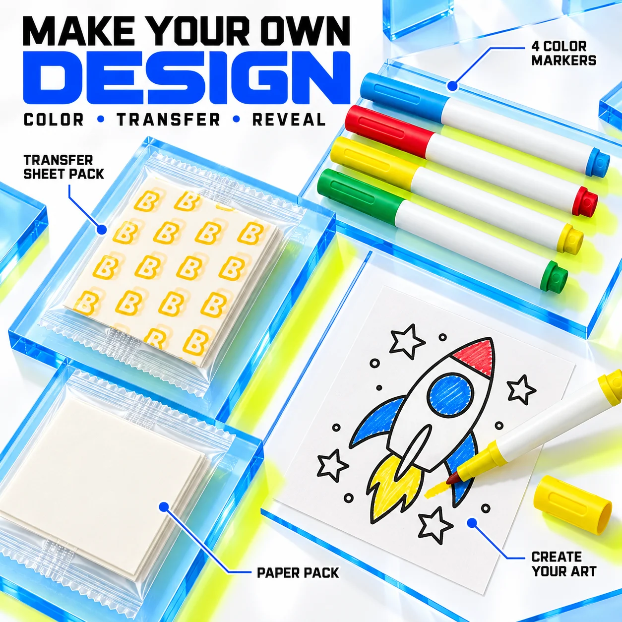 DIY Temporary Tattoo Water Transfer Film Paper Set Marker Pen Design Compatible for Birthday Party Music Festival Body Art