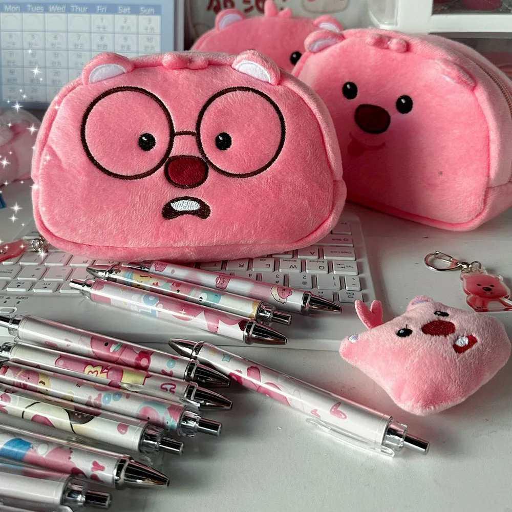 New Models Loopy Pen Bag Ins Simple and Cute Large Capacity High-Quality Stationery Box Cartoon Student Pencil Stationery Bag