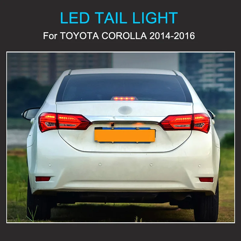 1 Pair LED Tail Light Assembly for Toyota Corolla 2014 2015 2016 Taillights Plug and Play with LED Drive Turning Rear Tail Lamps