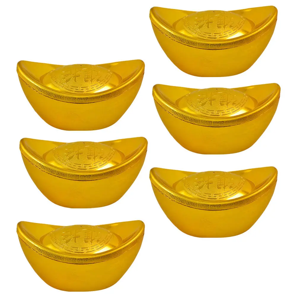 6pcs Gold Desktop Decor Set – Premium Plastic Home & Office Festival Decoration, Simulation Plaything
