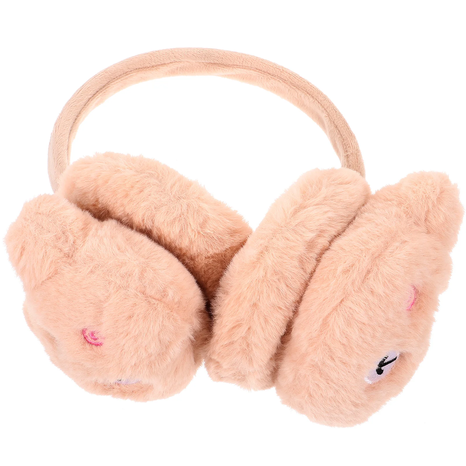 ผู้ใหญ่หูแพนด้า Muffs แถบคาดศีรษะป้องกันครอบคลุมหรูหราฤดูหนาว Beige Plush Warmers Miss