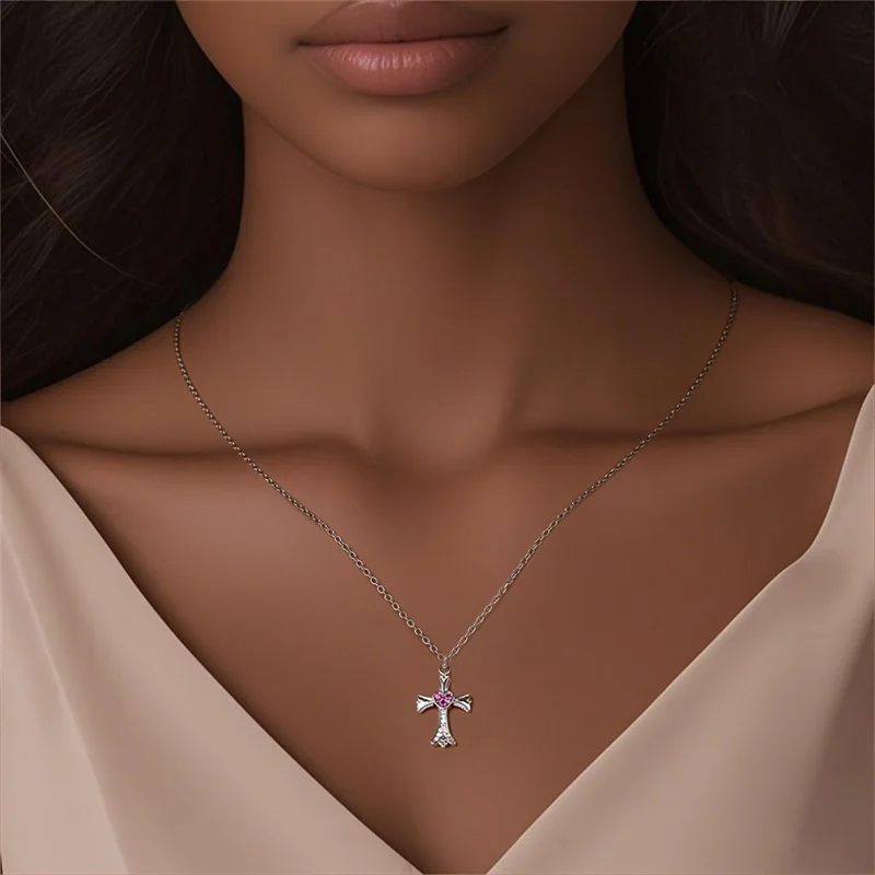 Necklace 925 Sterling Silver Evil Eyes Pink Love Heart Classic Simple Adjustable Necklaces For Women Girls Fashion Jewelry Gifts
