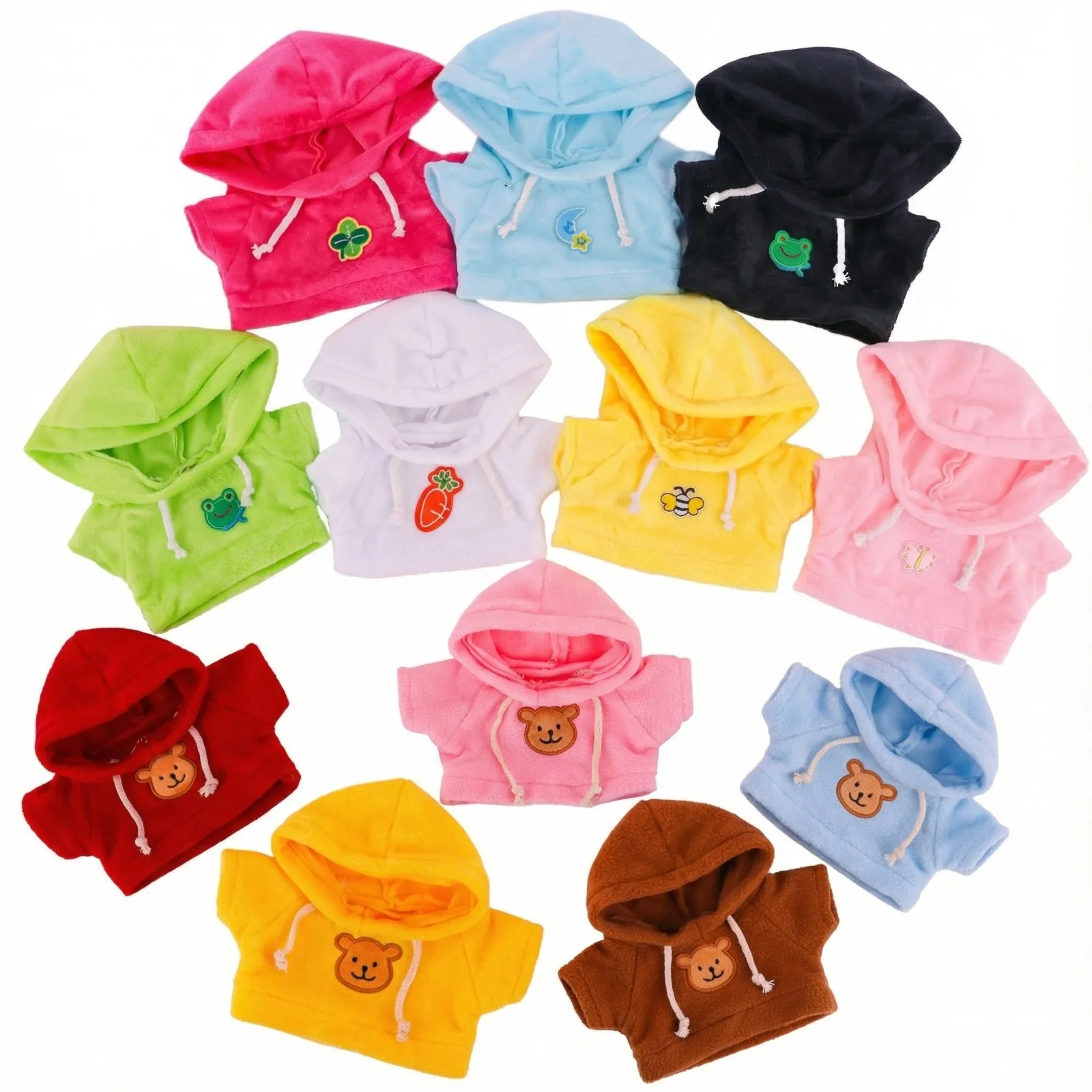 30cm 오리 인형 라라팡팡 옷에 적합, 다양한 귀여운 동물 패턴, 플러시 후드 스웨트셔츠, 어린이 선물