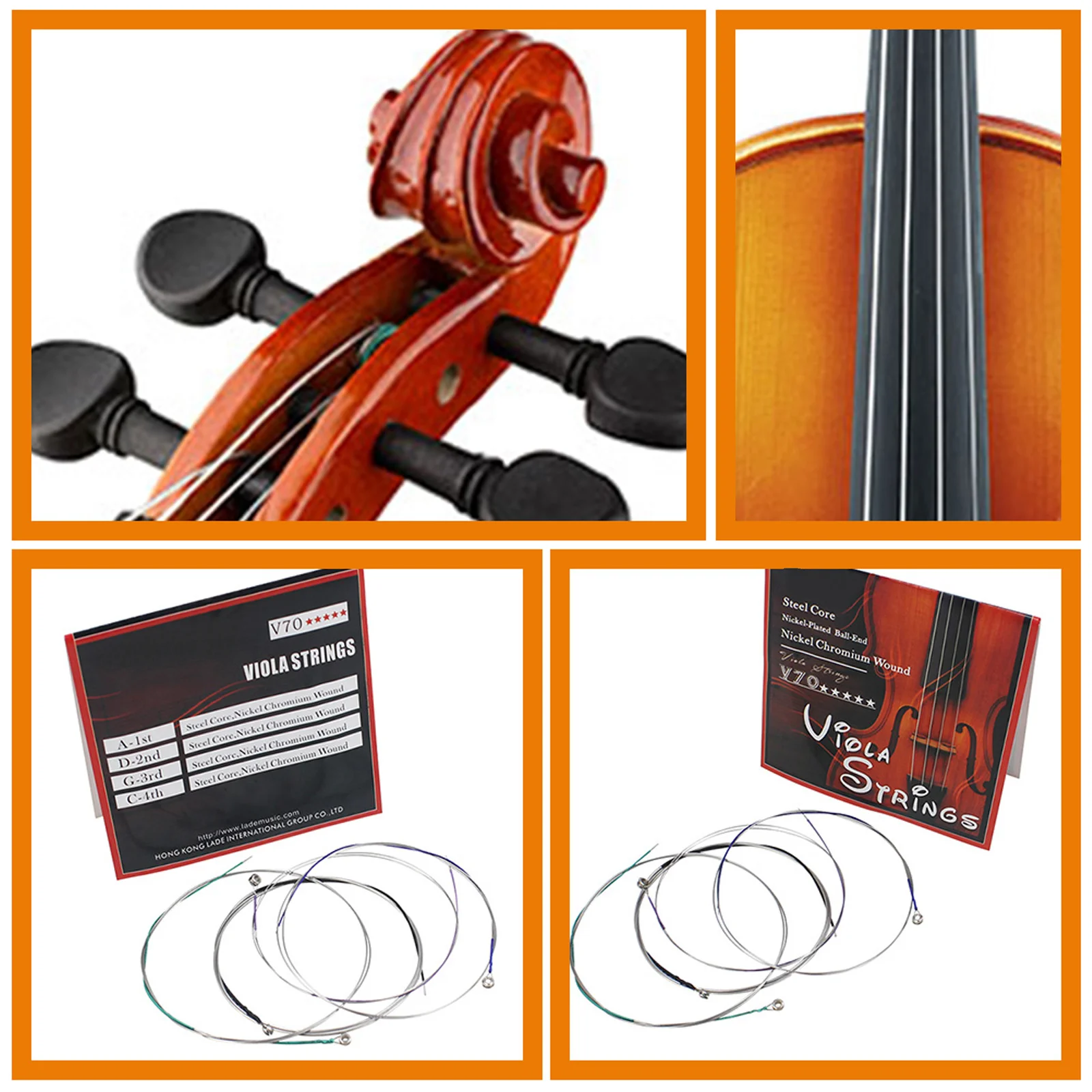 

4Pcs ViolaStrings NickelChromium Winding Performance Practice St ardTension MetalReplacement Durable Practical LongTerm