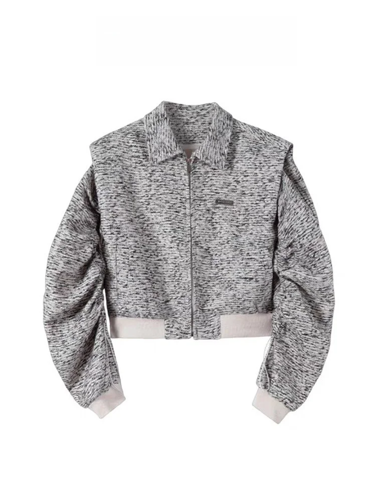 

Весенне-осенний топ с коротким воротником Jaet, женская модная свободная посадка, универсальный топ в стиле хип-хоп, женская верхняя одежда Quali