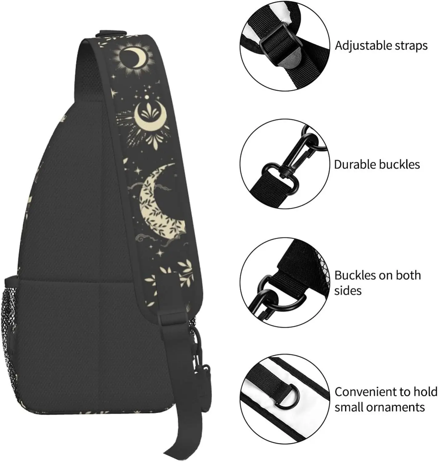 Bolso de hombro cruzado pequeño, mochila informal deportiva, sol, luna, Estrella