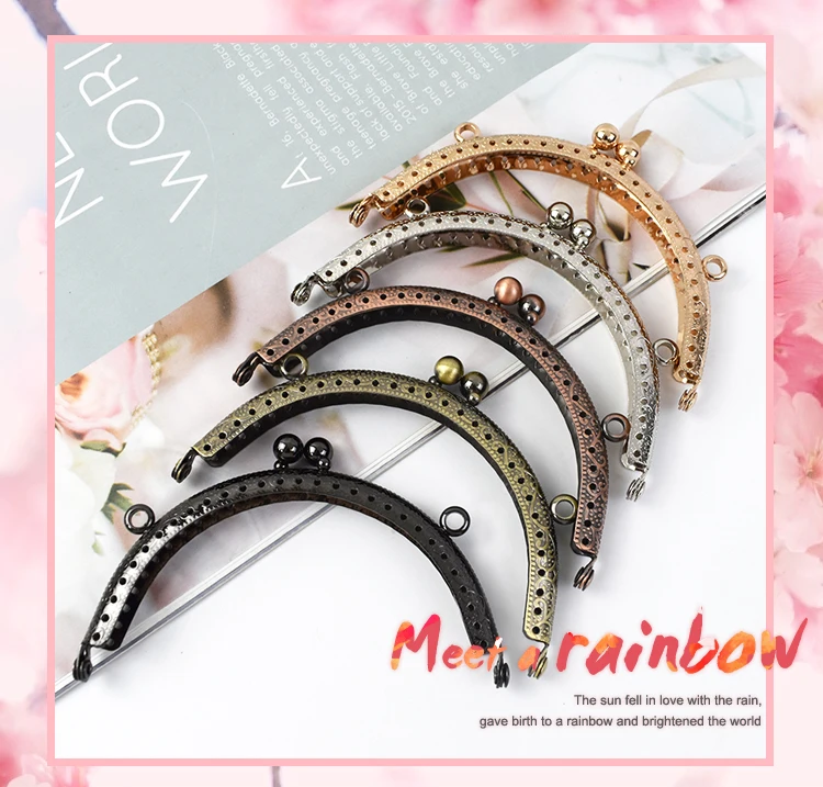 2/5/10Pcs Deepeel 10.5cm New Embossed Bead Metal Bag Handle Women Purse Frame Handbag Kiss Clasp DIY Sewing Brackets Accessories