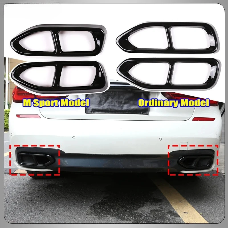 

2Pcs Glossy Black Steel Car Exhaust Muffler Pipe Tip Cover Trim For BMW 7 Series F01 G11 G12 730 740 750li 2009-2022 Accessories