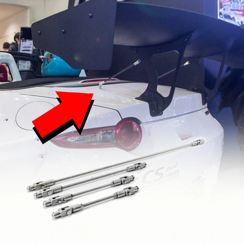 العالمي سيارة تعديل سبائك الألومنيوم رفع قضيب الجبهة الشفاه المفسد التعادل قضيب GT الذيل الجناح دعم قضيب #2