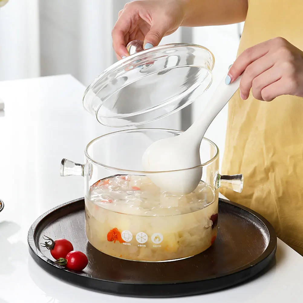 

Glass Cooking Pot Transparent Heat Resistant High Borosilicate Glass Saucepan for Instant Noodles Soup with Lid
