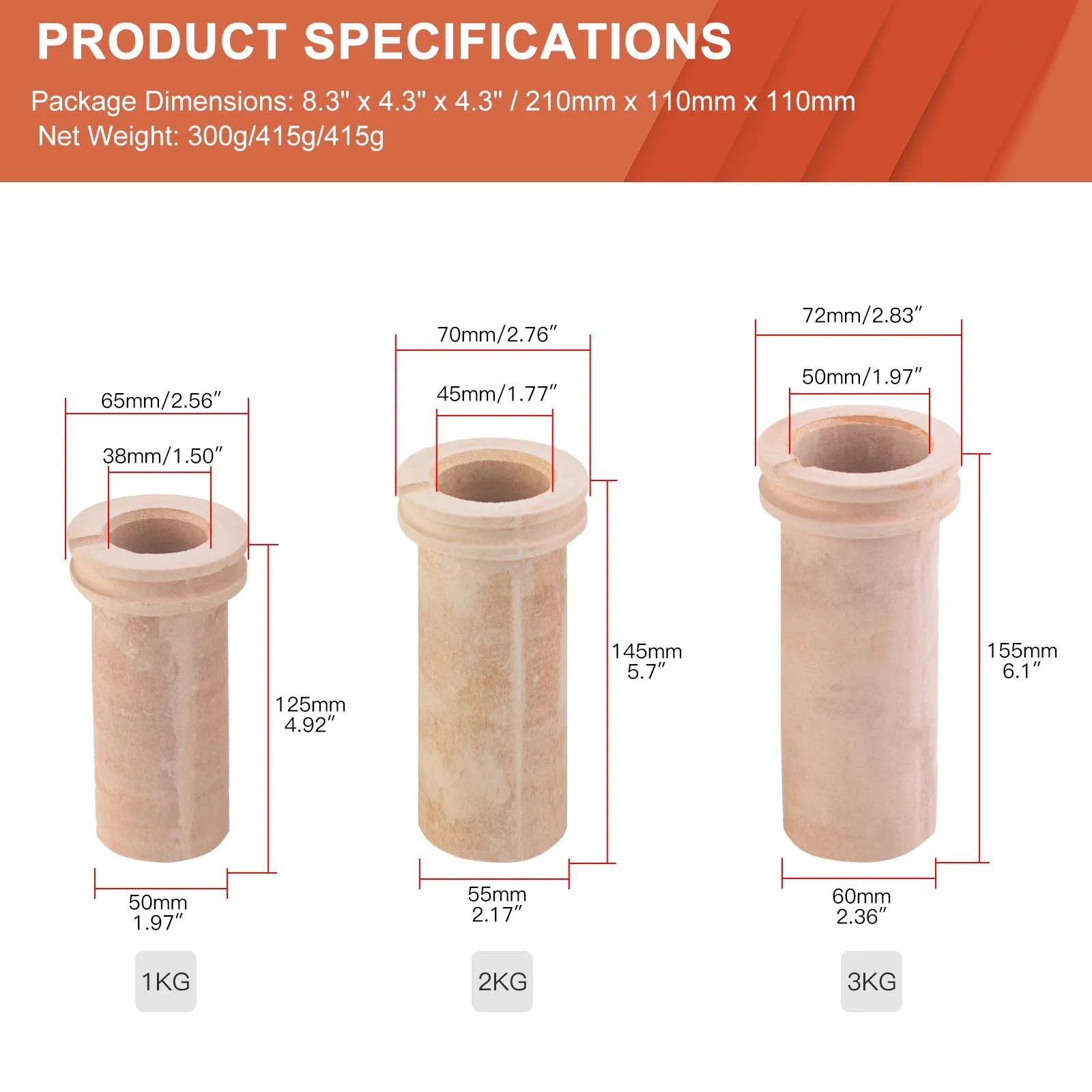 High Temperature Melting Pot 1kg 2kg 3kg Ceramic Crucible for Gold Silver Copper Refining Casting Jewelry Equipment