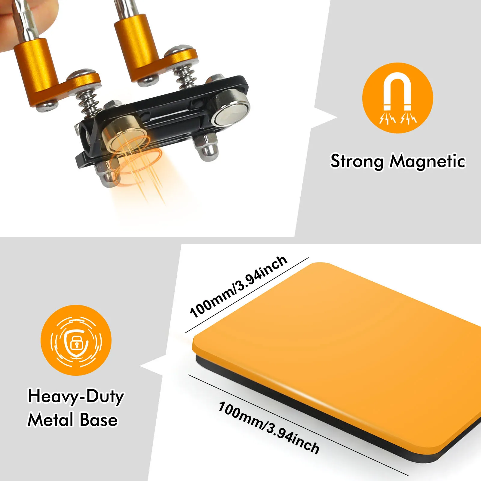 Toolour Magnetic Helping Hands Soldering Station with 100x100mm Stable Base 360° Rotatable Adjustable Soldering Third Hands Tool