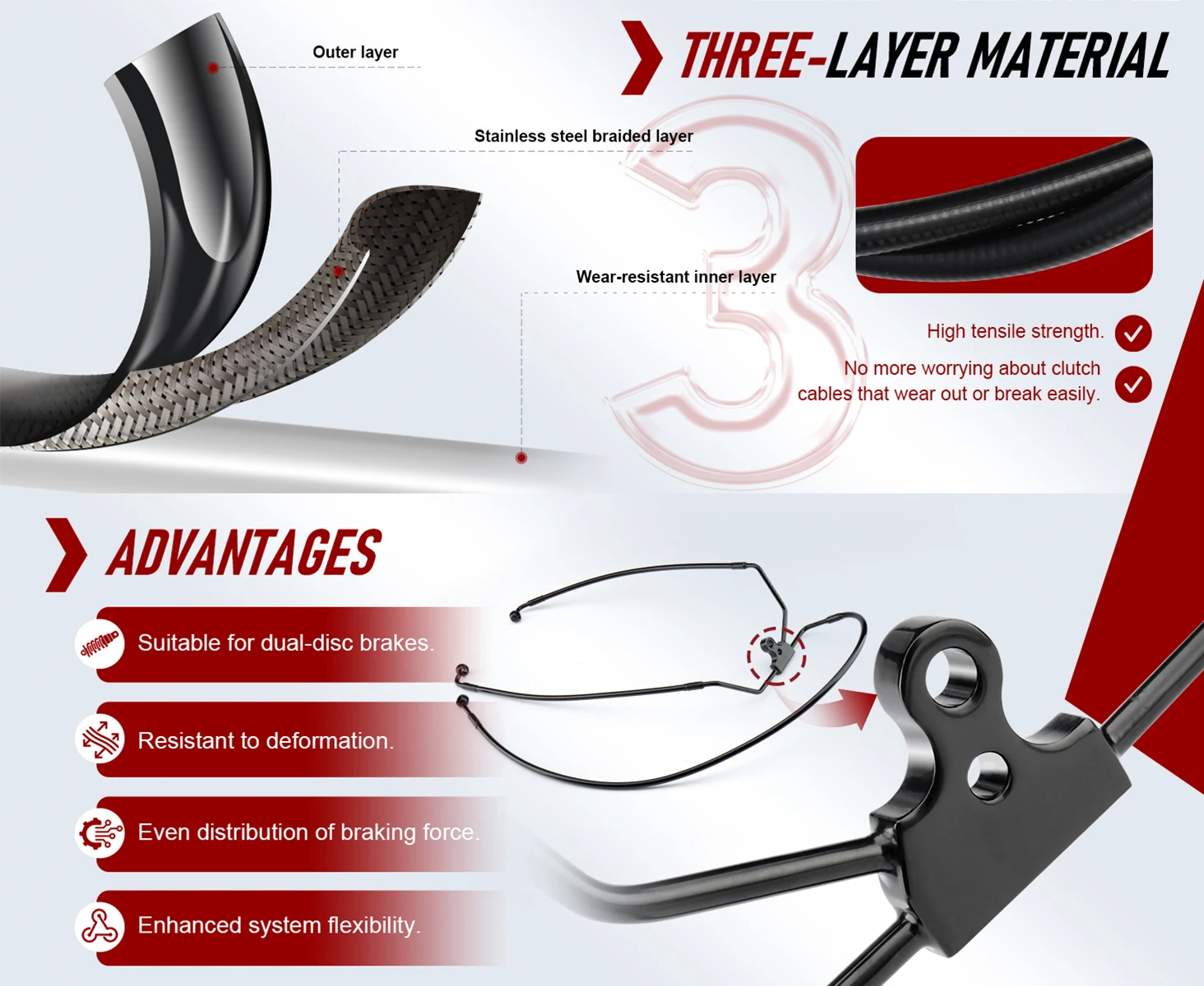 Großhandel 12" 14" 16" Lenker-Verlängerungs-Bremsleitung für Harley Touring Modelle 1994-2007 ohne ABS – Detail 2