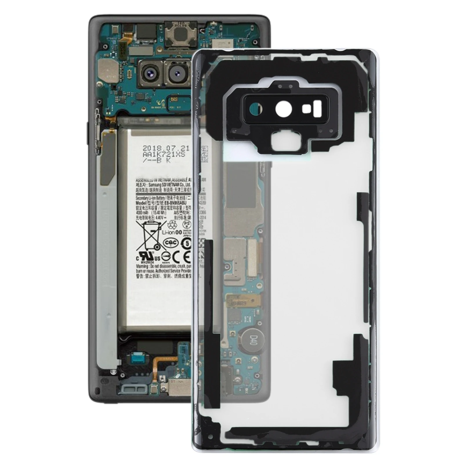 

For Samsung Galaxy Note9 / N960D N960F Transparent Battery Back Cover with Camera Lens Cover