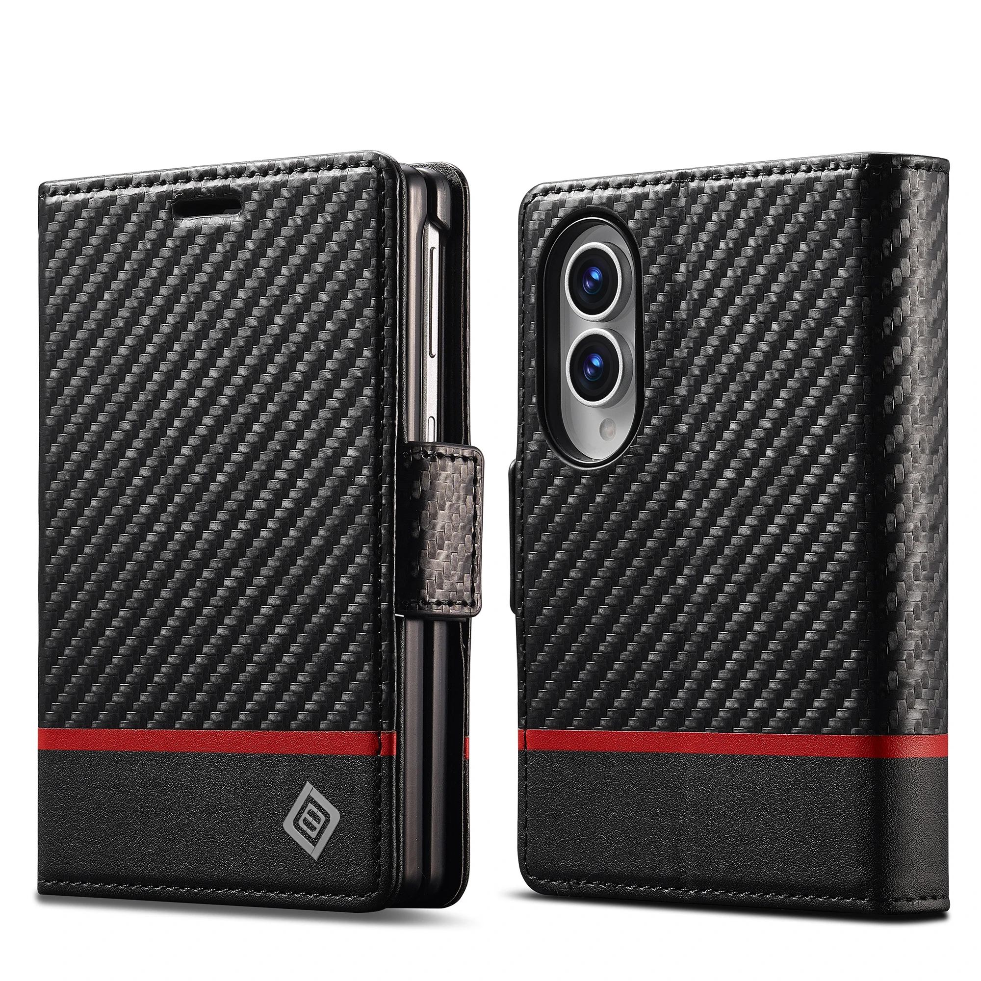 Luxury Business Flip Cards Solt Carbon Fiber Leather Case for Samsung Galaxy Z Fold 8 Fold 8 Ultra Shockproof Stand Slim Cover