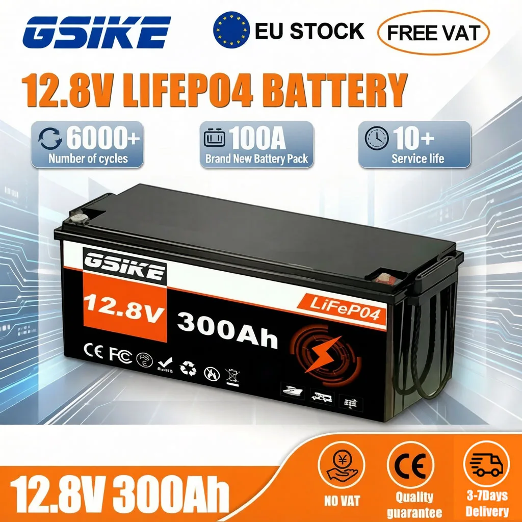 Batterie GSIKE LiFePO4 25.6V 100Ah 2560W Max, durée de vie 10 ans - Cellule A+ idéale, BMS inclus, pour camping-cars, systèmes solaires, remplacement AGM, batterie RC, stock UE, sans taxes.