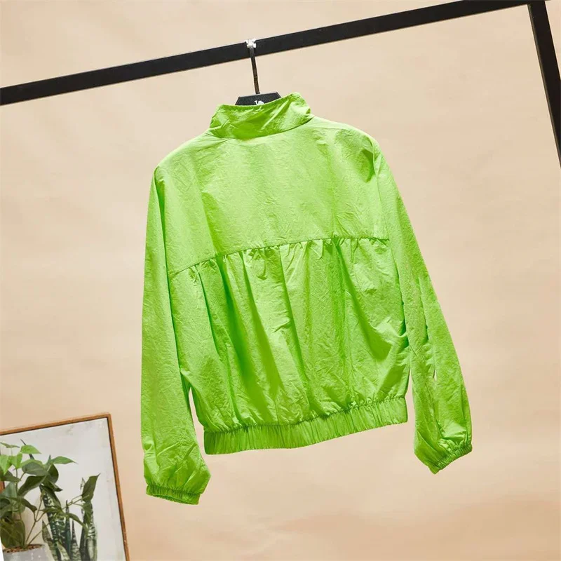 Korean Female Long Sleeved Sunscreen Jacket Summer Women Leisure Sports Jacket Coat Solid Thin Ladies Outwear Sunscreen Clothing