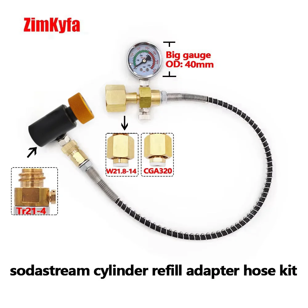 Estação de recarga de co2 para cilindro de fluxo de refrigerante, conexão rápida W21.8-14/din477, cga320, tanque grande de dióxido de carbono para sodastream