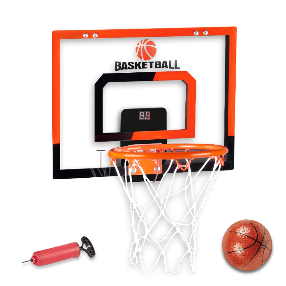 2025, an der Wand montierter Indoor-Basketballkorb, Mini-Basketballkorb aus Metall mit elektrischer Anzeigetafel und LED-Licht, Mini-Reifen