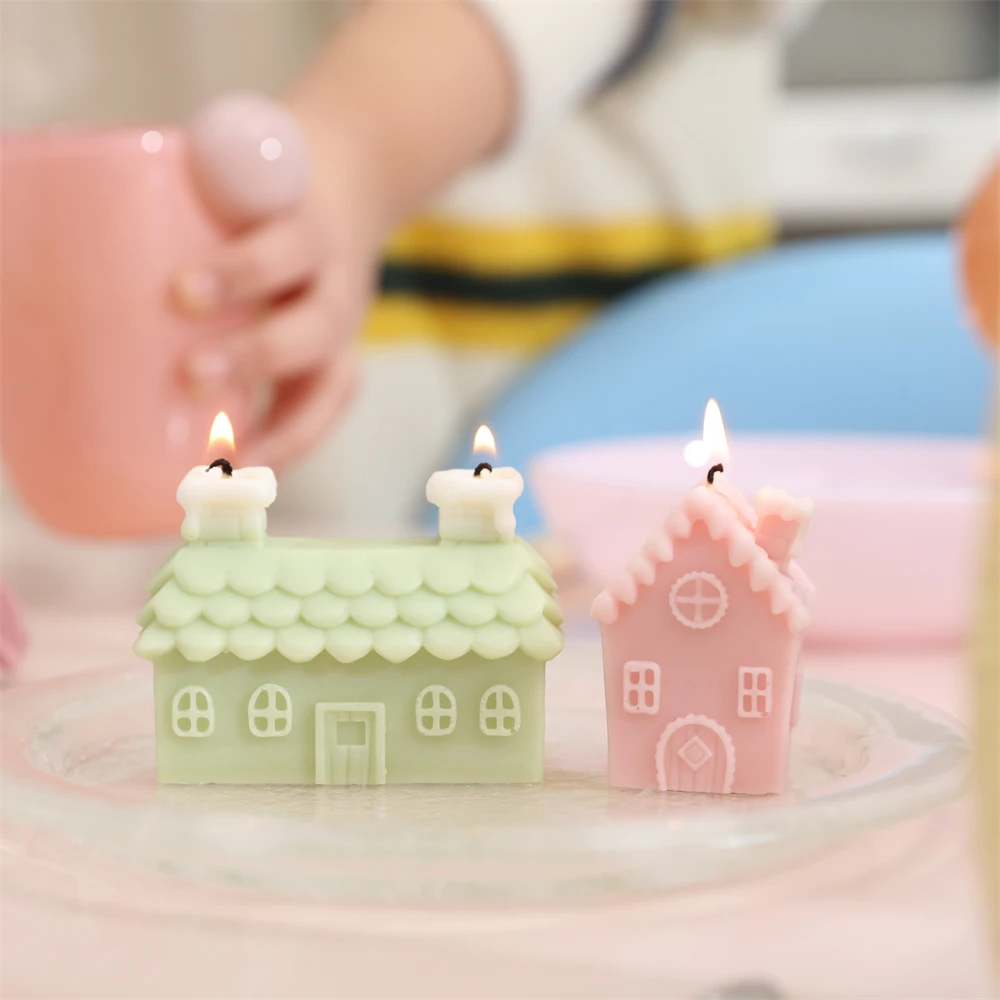 Boowan Nicole Cozy Miniature Dwelling House Candle Silicone Mold 3D Fairy Tale Building Aroma Candle Making Home Decor