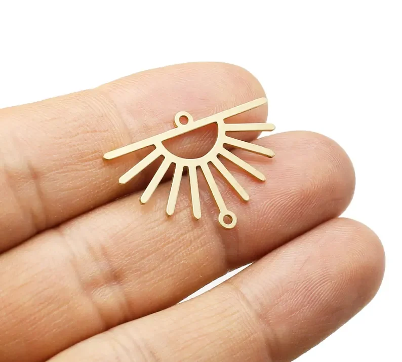 10pcs Half Sun Connector, Fringe Earring Charm, Brass Charm For Jewelry Making, Earring Findings, 30x20.3mm -R2888
