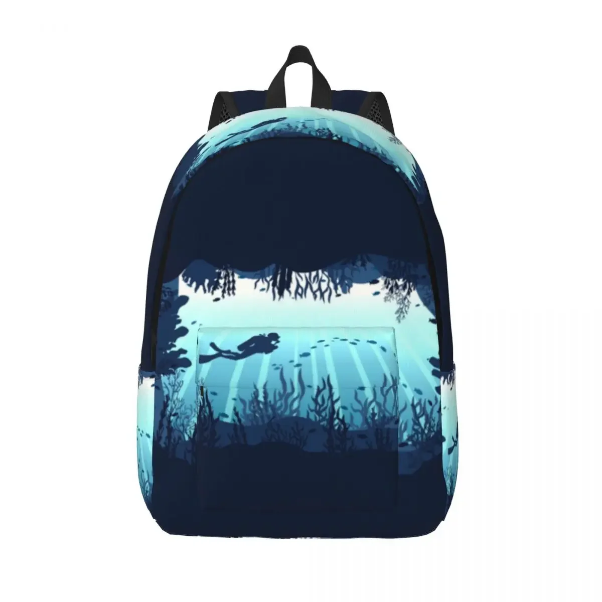 Customized Deep Sea Caveran Diver Canvas Backpack Men Women Casual Bookbag for School College Dive Explore Bags