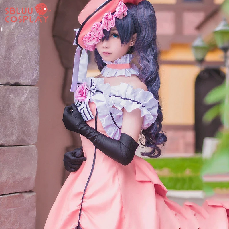 SBluuCosplay Anime Black Butler Ciel Phantomhive Lady Cosplay disfraces mujer moda vestido de fiesta elegante para Halloween con peluca