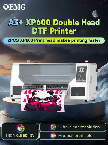 OEMG A3 DTF UV Printer For EPSON XP600 Dual Print Head Textile dtf Printer A3 dtf Printer for Small Business Label Impresora