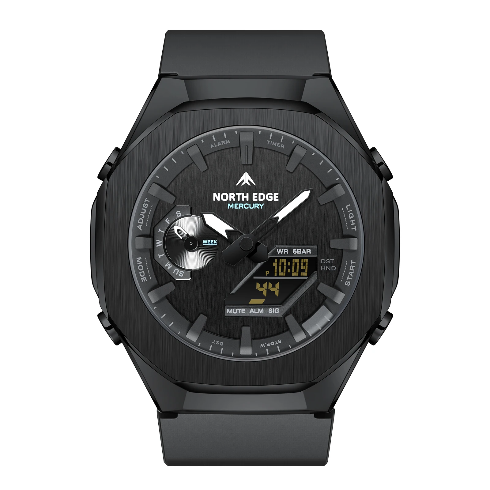 Outdoor Sports Quartz Electronic Dual Display , Waterproof Stopwatch Alarm Calendar Backlight Multifunction Wristwatch