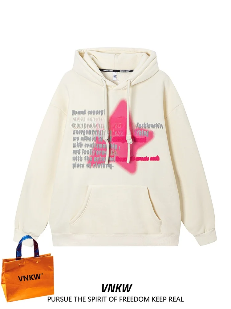 

American Sle Oversize Hoodie Men's Casual Thiened Autumn Winter New Couple's Clothes VNKW Printed Loose Fit Sweatirt