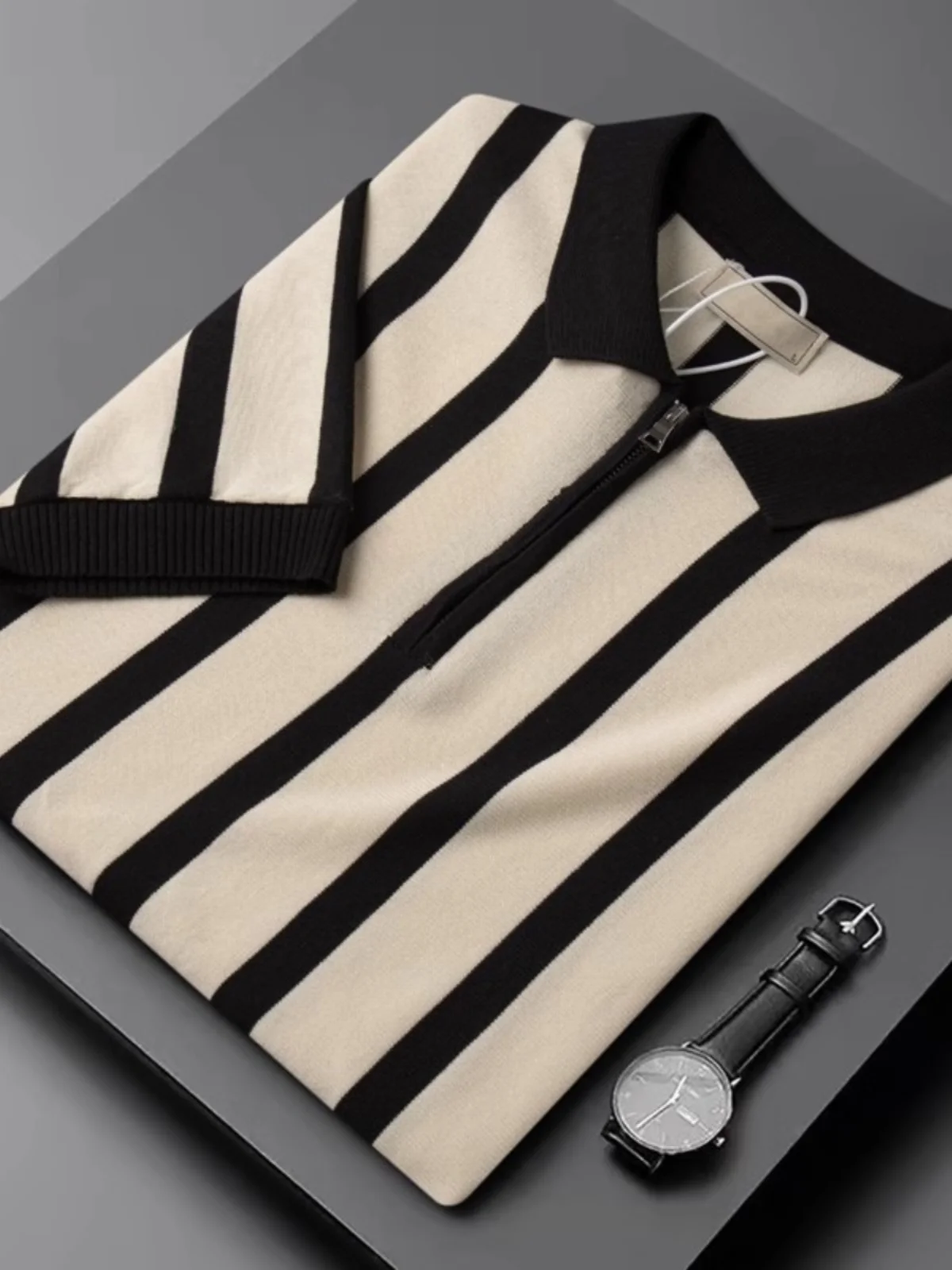 

Ретро полосатый ор Све трикотаж винтажная футболка корейский сле повседневный свободный крой молодежный сезон весна осень мода