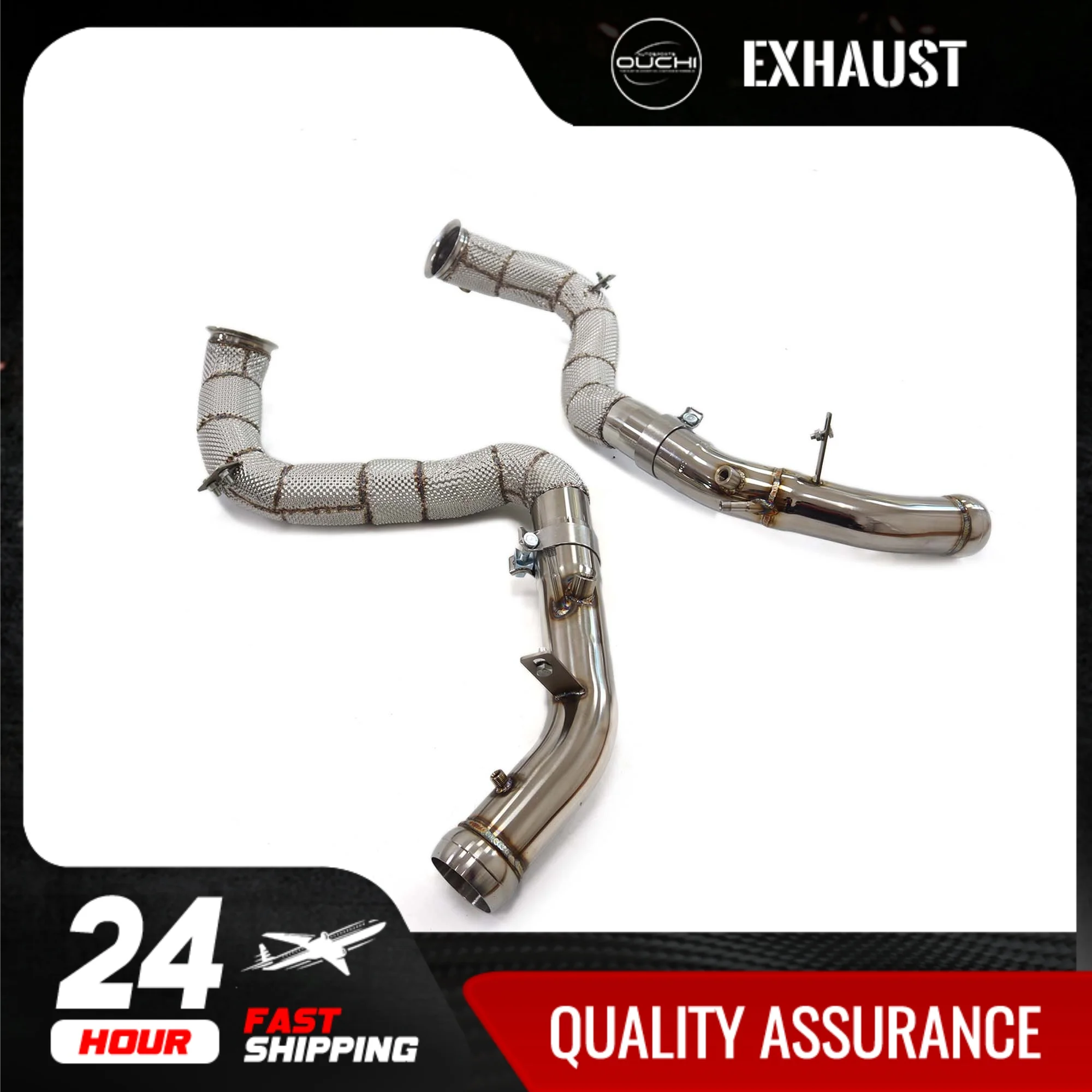 Fast shipping in 24 hours downpipe for Mercedes Benz GT63 S C190 4.0T OUCHI stainless steels exhaust system Without OPF catless