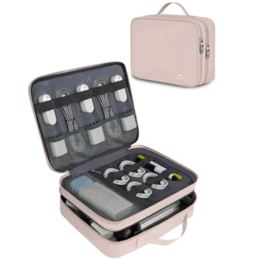 

Органайзер для кабелей и электроники для женщин, большая водонепроницаемая сумка для хранения техники с ручкой, чехол для электронных аксессуаров