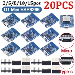 1-20PCS D1 Mini ESP8266 ESP-12F USB WeMos Nodemcu Lua WIFI Development Board NodeMCU Lua IOT Board 3.2V With Pins for Arduino