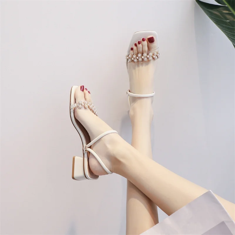 Pearl Sandals Vintage Chaussures Eté Femmes Cozy Outside Women Sandals On Offer Casual Sexy Ladies Party Shoes Open Toe Zapatos