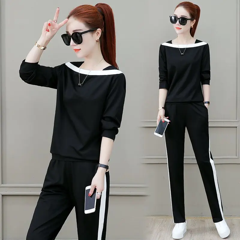 Spring and Autumn 2022 New Korean Long Sleeve Casual Sports Suit Western Relaxed Slim Pants Elegant Women\'s Two Piece Set