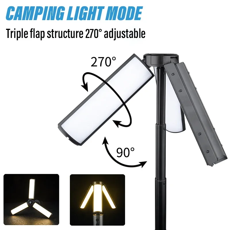 Multi-functional Camping Light 2 in 1 USB Rechargeable Camping Lantern\\Flashlight with Hook Outdoor Emergency Camping  Lamp