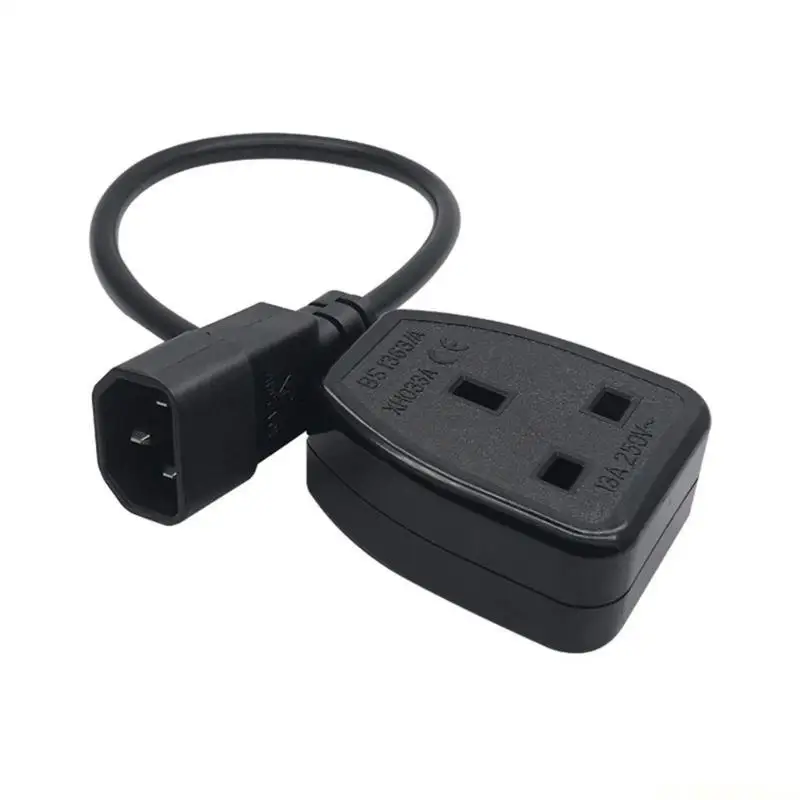 E56B 60cm Length IECC14 Male to UK 3Pin Female Socket Power Cord for Electronics