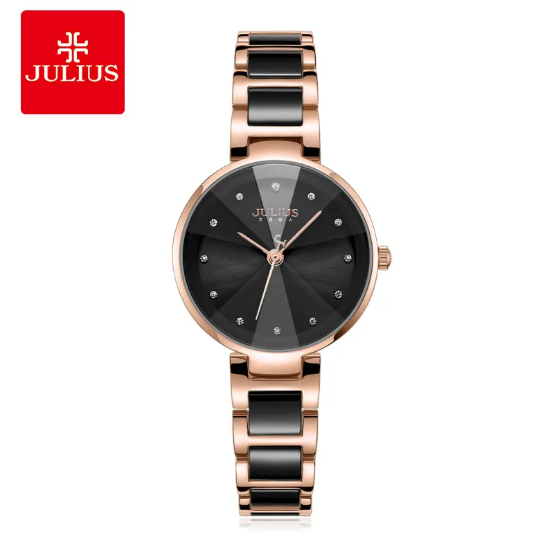 

Julius Light Luxury Ceramic Two Tone Black Quartz Waterproof Watch Women's Watch Gifts for Woman 1209