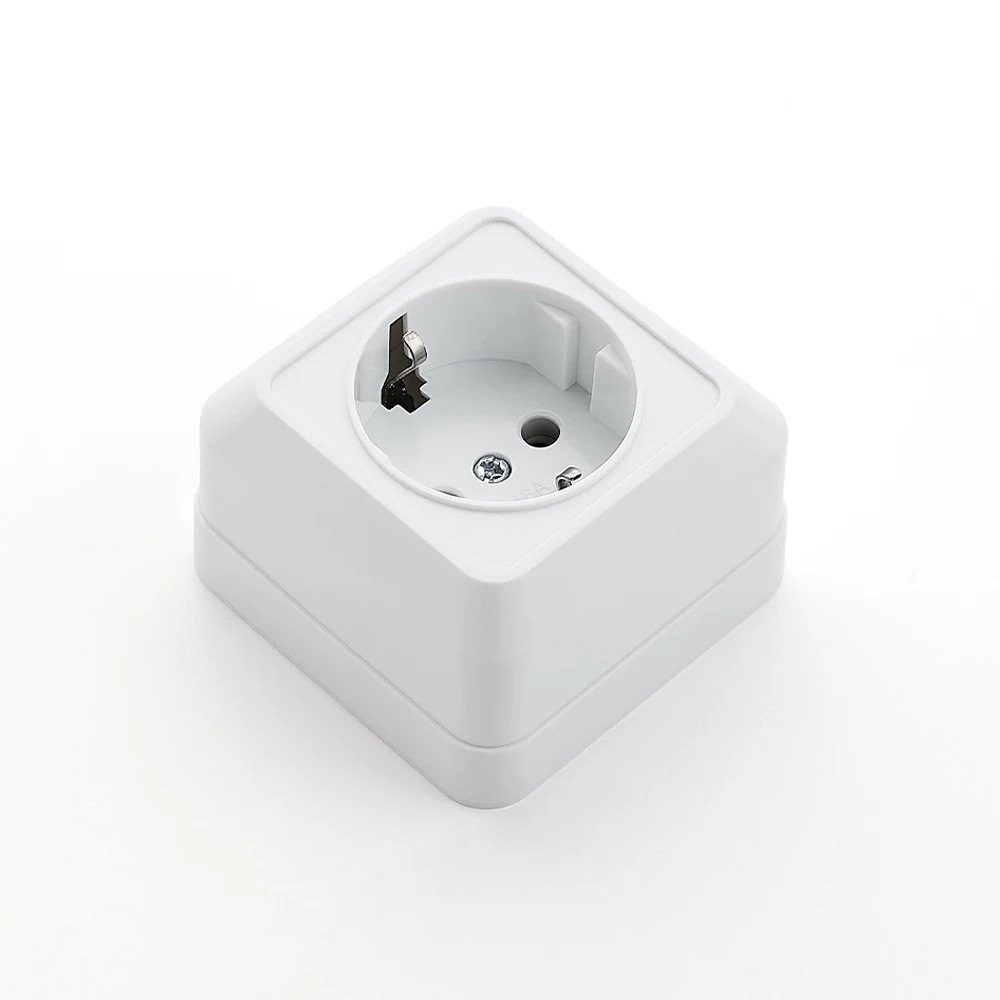 

White Plugs Socket Paint Plastic Wall Mounted Classic Electrical Outlets Flame Retardant With Ground Power Sockets EU Standard