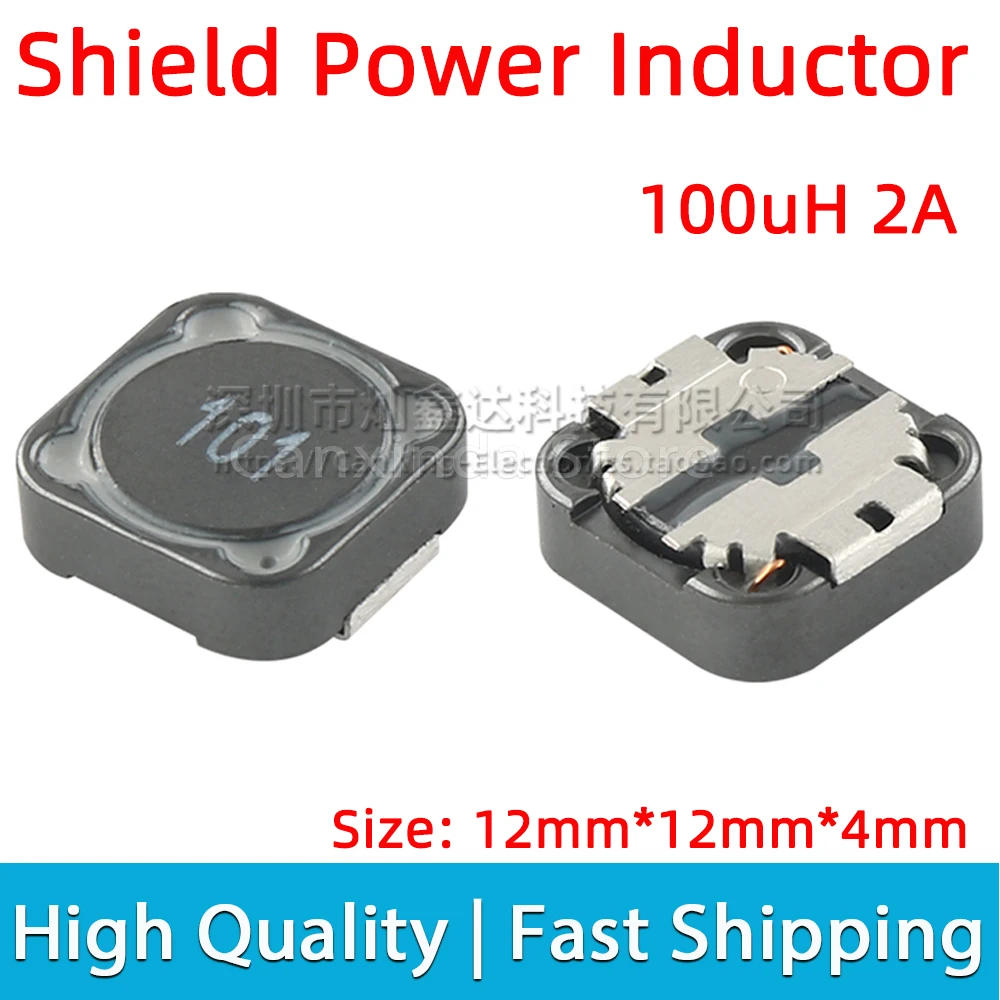 

10pcs SMD SMT Shield Power Inductor Inductance 100uH 2A Moulding Filter 12*12*4.5mm SMTDRRI124-101