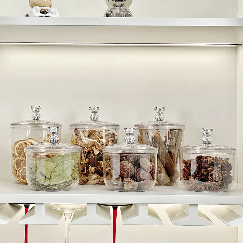 Transparent Sealed Jar PET Storage Jar Moisture-proof Flower Tea Jar Candy Dry Goods Coffee Storage Box Home Minimalist Wind Jar