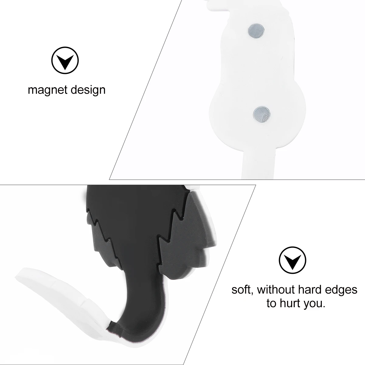 

2PCS Magnetic Hooks Flexible Magnet Cartoon Animal Design Adorable Sticker Hooks for Refrigerator Fridge Home Office Easy Apply