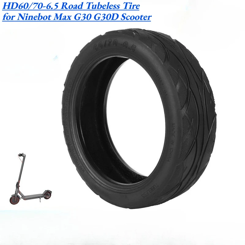 

HD60/70-6.5 Road Tubeless Tire for Ninebot Max G30 G30D Scooter, Thickened Wear-Resistant Replacement Tyre for 9 Scooter